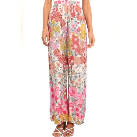 Petal & Pup Pants - Petal + Pup floral high-rise wide leg pants